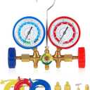 Orion Motor Tech AC Gauges, Automotive AC Gauge Set for R134a R12 R22 R502, 3 Way AC Manifold Gauge Set with 5FT Hoses Couplers & Adapter, R134A Can Tap Freon Recharge Kit for HVAC