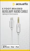 Acoustix™ 3.5mm to Apple Lightning Braided Auxillary Cable - White, 6 ft