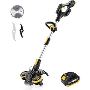 Cordless Weed Wacker with Brushless Motor, 20V 5.2Ah Battery Powered Weed Wacker with Blade, 3 in 1 Brush Cutter/Lawn Edger/Mower (One 5.2Ah Battery and Charger)