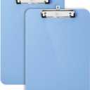 Mr. Pen- Plastic Clipboard, 12.5" x 9", 2 Pack, Clipboard Plastic, Low-Profile Metal Clip with Retractable Hanging Hole (Cyan Blue)