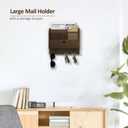 Nekon Mail Organizer with Drawer for Wall, 12"W x 10"H x 3.1"D Mail Sorter Wall Mounted, Wooden Key Holder Wall File Organizer Letter Sorter for Letter Magazines (Brown)