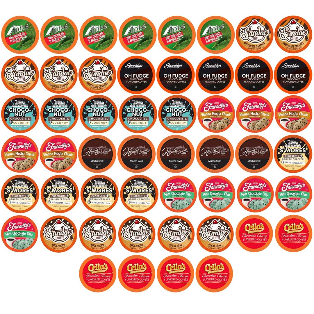 Two Rivers Coffee Chocolate Overload Coffee Pods Sampler Compatible with K Cup Brewers Including 2.0, Flavored Single Serve Variety Pack, 52 Count (EXP 08/10/26)
