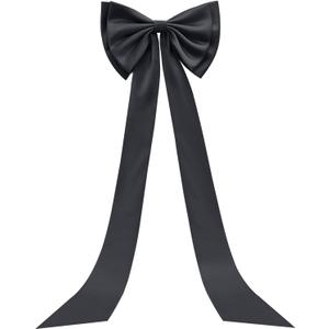 Large Satin Bow for Backdrop, 75" x 18" Giant Bow Ribbon Tie for Themed Room Wall Decor Ormanents Door Wedding Engagement Bachelorette Shower Bridal Christmas Tree Decoration (Black, 18x75 Inches)