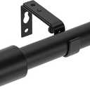 Professional 1 Inch Extra-Long Black Curtain Rod Set - Heavy Duty Adjustable 120 to 240 Inch Rod for Giant Windows - Includes Brackets & Decorative Finials for Bedroom, Living Room,