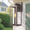 Outdoor Wall Light with Clear Glass, Anti-Rust Exterior Wall Sconce, Weather Resistant Outdoor Lantern, Exterior Lighting for Porch, Patio, Garage, Entryway (Oil-Rubbed Bronze, 15.5"Height-1 Pack)