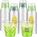 Tioncy 120 Pcs 12oz St. Patrick's Day Cups Disposable Shamrock Cup Clear Plastic irish Ireland Cups St. Patrick's Day Party Favors Green Lucky Cup for Cold Drink Beer Ice Cream Beverage Snacks
