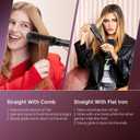 TYMO Flat Iron Hair Straightener Brush 2 in 1, 200M Ions Hair Straighteners for Women, Ceramic Dual Voltage Straightening Hot Comb for Anti-Frizz Straights, Waves, Curls, 3X Less Heat Damage, Black