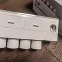 Bathroom Toothbrush Holder Wall Mounted with Automatic Toothpaste Dispenser - 5 Toothbrush Slots, 2 Drawers, No Drilling Bathroom Organizer for Toothbrushes, Toothpaste, Cosmetics, Razors - White