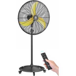 FUGOO High-Velocity Quiet Outdoor Pedestal Fan with Remote, 24"-6000 CFM, Brushless DC Motor, Oscillating, Waterproof, 50% Energy Savings for Patios, Garage, Workshop