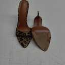 Frankie Hsu Sexy Stiletto Leopard Print High Heeled Sandal, Stylish Fashion High Heels Women Shoes, Designer Pointed Toe Satin Brown Spike Mule Sandal For Women (7)