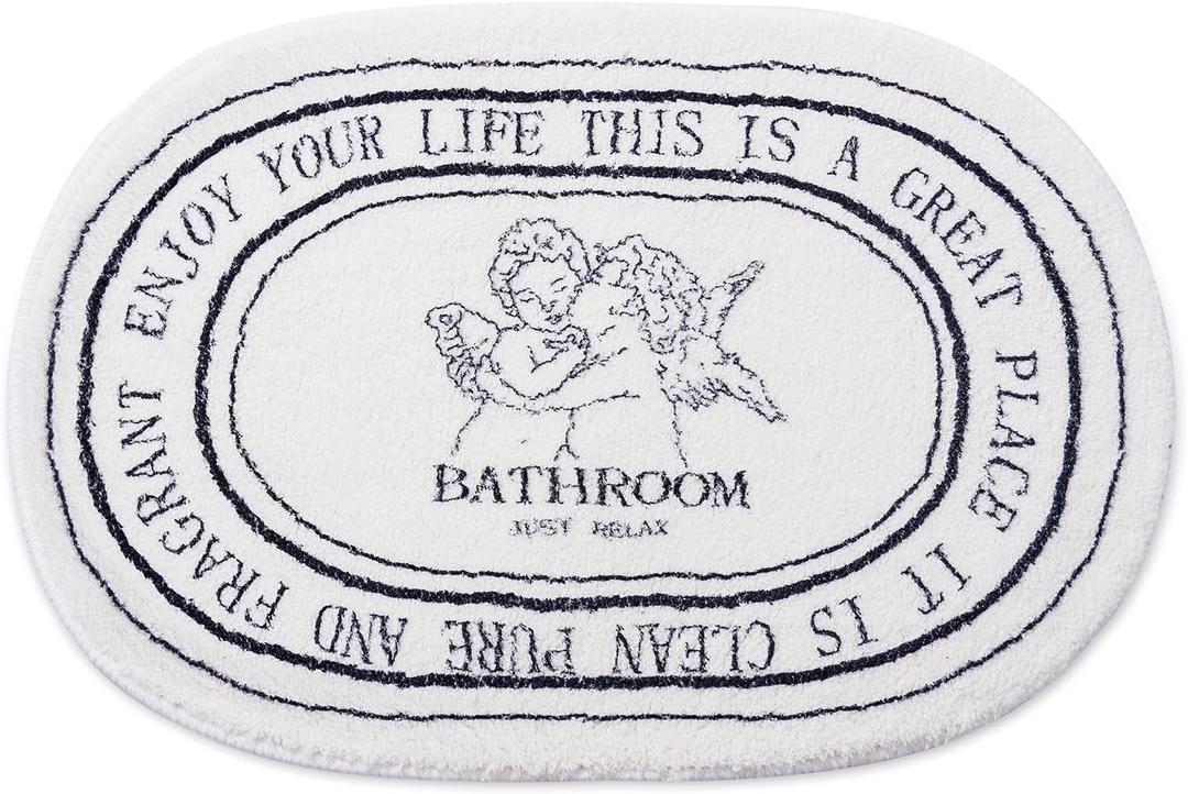 White Bathroom Rugs Soft Cute Bath Mat for Bath Floor 20x32inch, Machine Washable Non-Slip Bath Mats for Shower Toilet Tub, Kids Bathroom Decor Plush Carpet (Angel Baby)
