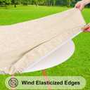 Smiry Round Picnic Tablecloth, Elastic Waterproof Fitted Heavy Duty Vinyl Tablecloths for 45"-56" Tables, Wipeable Washable Table Cover for Kitchen, Dining, Camping, Outdoor, Beige