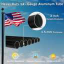 NQ 20FT Flag Pole in Ground for Outside House, 14-Guage Aluminum Flag Pole Kit, Heavy Duty Sectional Flagpole for Outdoor with 3x5FT Flag (Black)