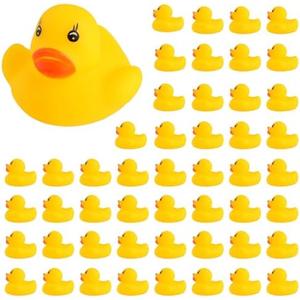 JTTJDB 50-Pieces Float & Squeak Mini Rubber Duck Baby Bath Ducky Sound Shower Toys for Kids