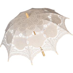 Vintage Lace Parasol Umbrella 32 Inch Bridal Wedding Decoration Umbrella for Photoshoot, Tea Party, Victorian Style Sunshade for Women and Adults