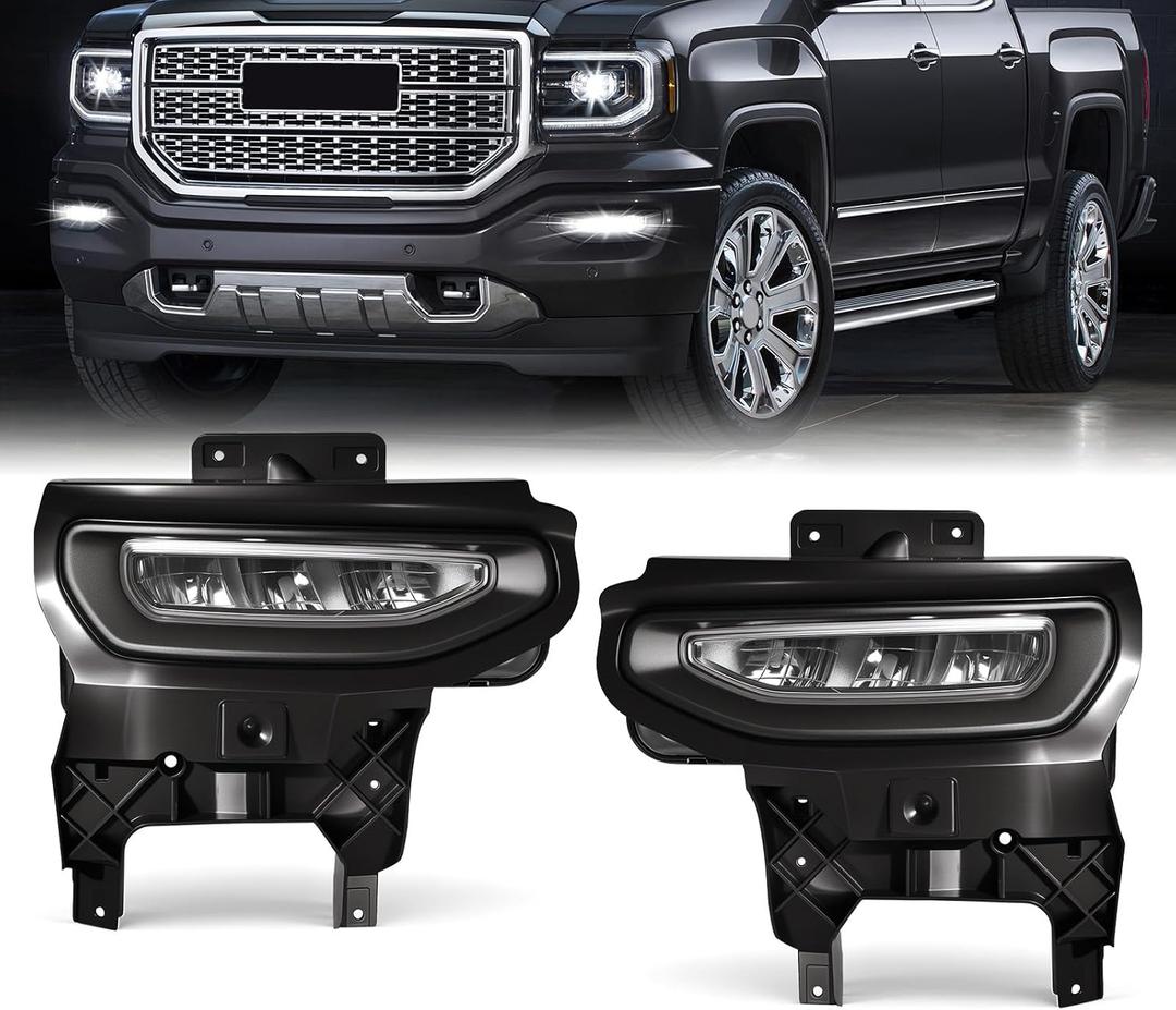 LED Fog Lights Assembly for 2016-2018 GMC Sierra 1500,Plug and Play