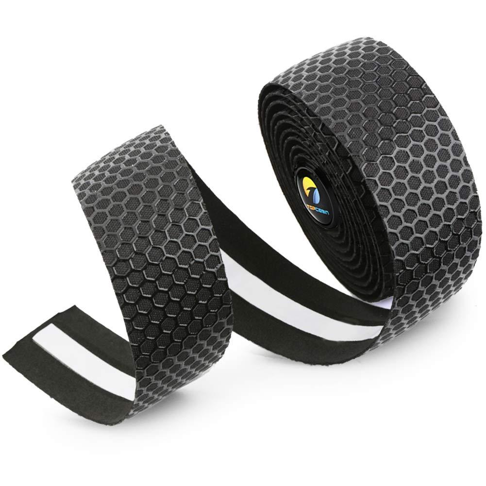 Bicycle Bar Tape EVA Camouflage Series Comfort Road Bike Handlebar Tape Bike Bar Tape with Bar End Plugs-2 Rolls (Grid Black)