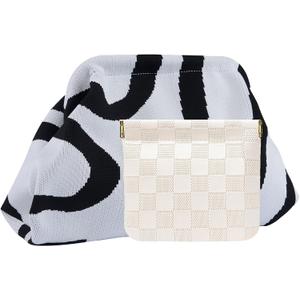 Clutch Purses for Women,Woven Crochet Bag&Cosmetic Bag Dumpling Striped Cloud Purse Evening Handbag Summer Beach