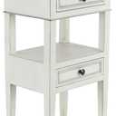 Deco 79 Wood Side End Accent Table 2 Drawers and 1 Shelf End Table, Side Table 16" x 12" x 29", White
