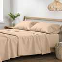 XOOX Linen 100% Egyptian Cotton Sheets California King Size - 1200 Thread Count 4 PC Cal King Egyptian Cotton, Soft, Cooling Sateen Weave, High Thread Count Sheets, Fits 17" Deep Pocket - Taupe