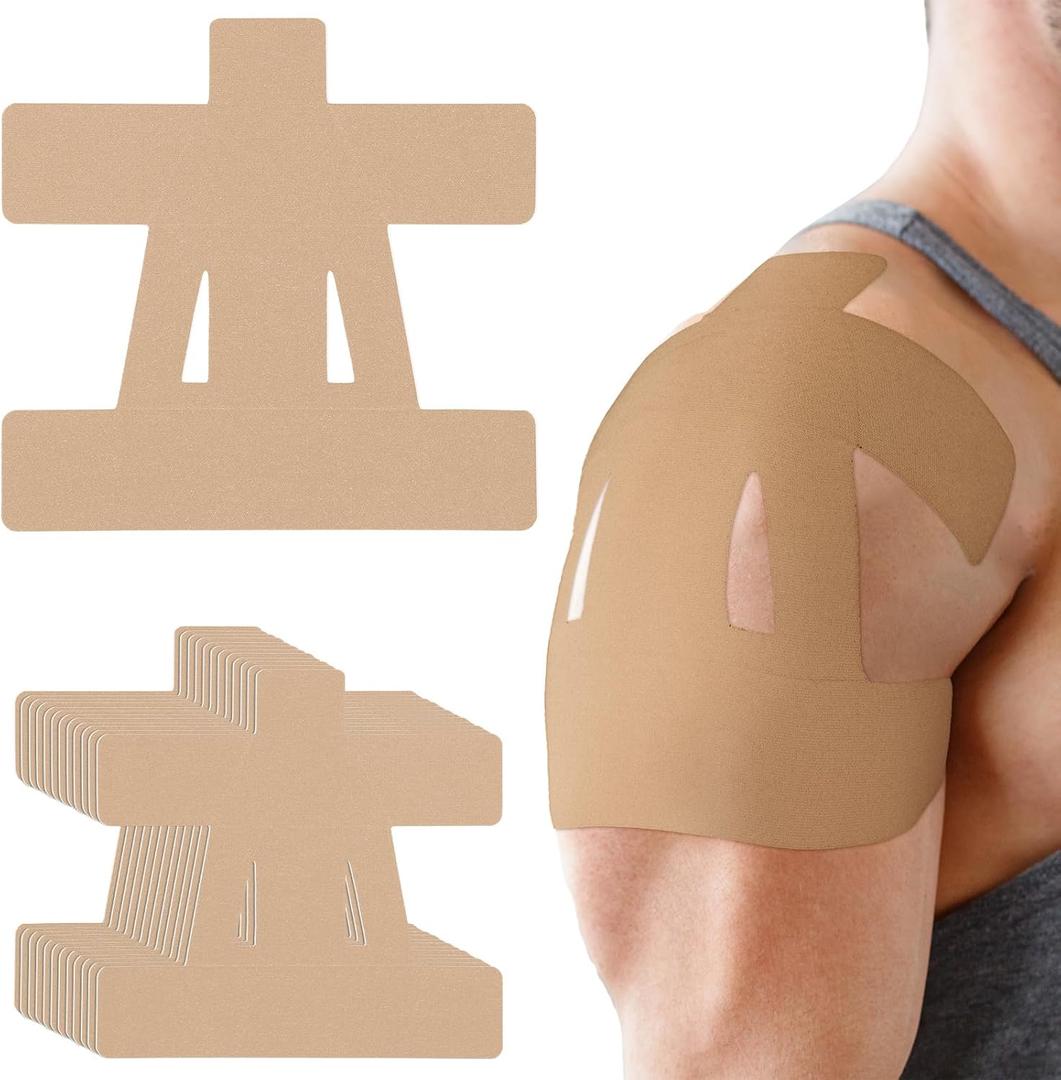 12 Count Kinesiology Tape for Shoulder Pain Relief Pre Cut Sports Waterproof Breathable Enhance Elastic Kinesiology Athletic Tape for Shoulder Support and Muscle Sports (Skin Color)