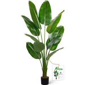 Aveyas 6ft Artificial Bird of Paradise Tree for Home Decor, 6 Feet Faux Floor Plant Fake Silk Banana Leaf Tropical Trees with Pot for Indoor Outdoor House Living Room (6 ft Tall)