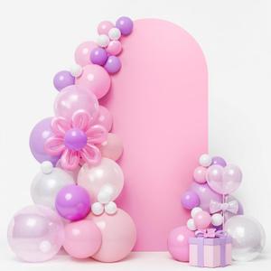 LEBENGURU Upgraded 7.2FT Wedding Arch Cover, Light Pink Spandex Fitted Arch Backdrop Cover, Round Top Chiara Stand Covers for Birthday Party Baby Shower Banquet Balloon Décor