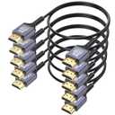 8K Ultra Thin HDMI Cable 2FT 5-Pack, Short HDMI Cable 2 Foot Flexible Slim HDMI Cord 48Gbps High Speed 8K@60Hz, 4K@120Hz, 2K@240Hz, 1080P, HDR, eARC for HDTV, Monitor, Camera, HDMI Switch
