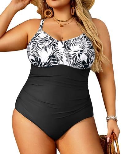 Aqua Eve Plus Size Swimsuit for Women Tummy Control One Piece Bathing Suit Vintage Swimwear, size 22W
