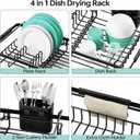 Urackify Dish Drying Rack in Sink - Expandable (14.5''-18''L) Over The Sink Dish Rack with Utensil Holder, Space-Saving Dish Drainer for Kitchen Counter, 1 Piece, Matte Black