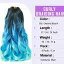 8Packs Ombre Blue French Curly Braiding Hair 12 Inch Pre Stretched Bouncy Braiding Hair French Curl Loose Wavy Spiral BraidingHair Extensions for Women(8Packs,Ombre Blue)