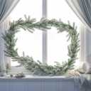 Flocked Artificial Snow Garland Flocked Pine Christmas Garland, White Frosted Winter Holiday Decor, Indoor Decorative Greenery for Seasonal Home