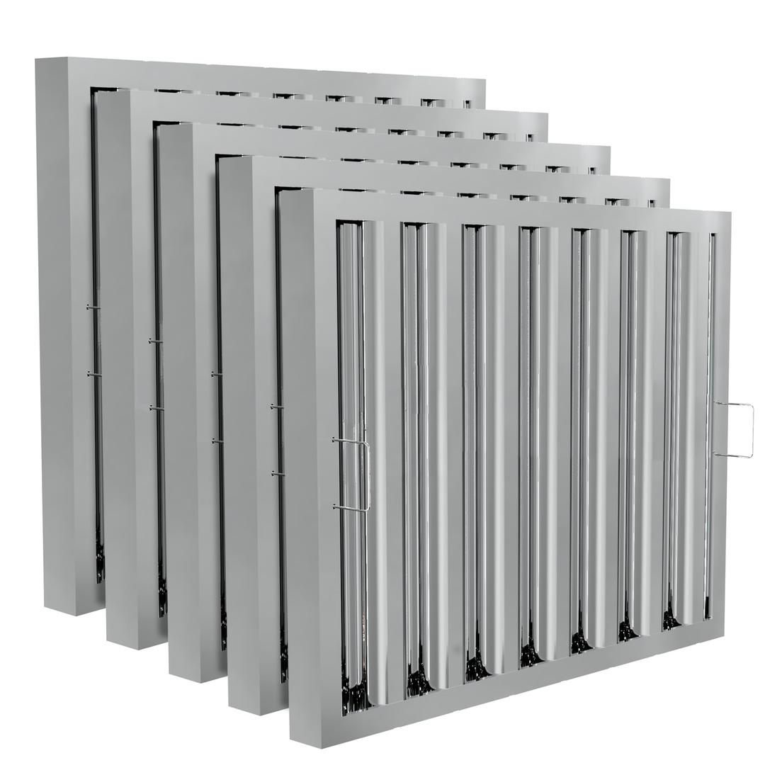 Stainless Steel Commercial Kitchen Hood Filter, Range Hood Baffle Grease Filter for Restaurant Exhaust Hoods, UL/NSF Listed, 19.5W x 24.5H Inch 7 Grooves Hood Filters5 Pack