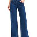 Rammus Wide Leg Jeans Woman High Waisted Pull On Jeans for Women Baggy Straight Leg Jean Stretchy Tummy Control Pants Large