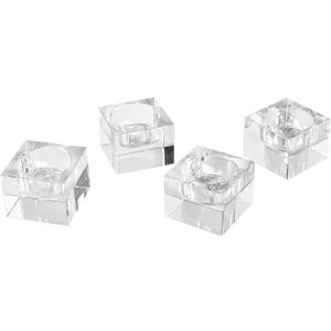 Home Crystal Tealight Candle Holders Pack of 4, 1.5 Inches Height, Heavy Solid Square Hand Cut Tealight Holders Sets, Centerpiece for Home Decor(Clear)