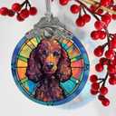 Poodle Christmas Ornament - Jocidea Poodle Hanging Ornament - Poodle Christmas Tree Ornaments - Poodle Sun Catcher - Christmas Poodle Decor - Christmas Poodle Gift - Gifts for Poodle Lovers (Teddy)