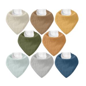 CIVARUA KIDS Muslin Baby Bibs 8 Pack, Baby Bandana Drool Bib for Drooling and Teething, Cotton Soft Absorbent for Girls Boys Calm Style Plain Solid Color