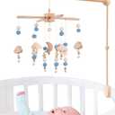 BlueMello Starry Night Baby Mobile Toy and Mobile Arm Holder 2 in 1 Set for Crib | Wooden Beads and Stars Bed Hanger for Boys and Girls | Hanging Nursery Decor for Bassinet | Perfect Baby Shower Gift'