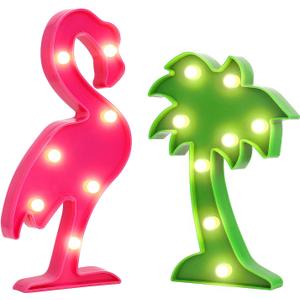 AceList Tropical Luau Party Supplies Flamingos Palm Trees Sign Light for Hawaiian Themed Party Decoration Birthday Bedroom Wall Decor Table Centerpieces