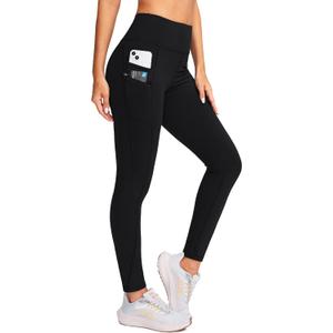 G Gradual Women's Fleece Lined Winter Leggings with Pockets Water Resistant High Waisted Thermal Warm Pants Running Hiking (Black, L)