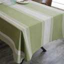 ArtBud Burlap Cotton Linen Table Clothes Farmhouse Tablecloth Striped Picnic Table Cover Heavy Fabric Table Top Coffee Kitchen Dcor Green Rectangle 55"102"(8-10 Seats)