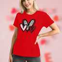 Valentines Day Shirt for Women Love Heart Printed T-Shirts Casual Summer Tee Tops (XL)