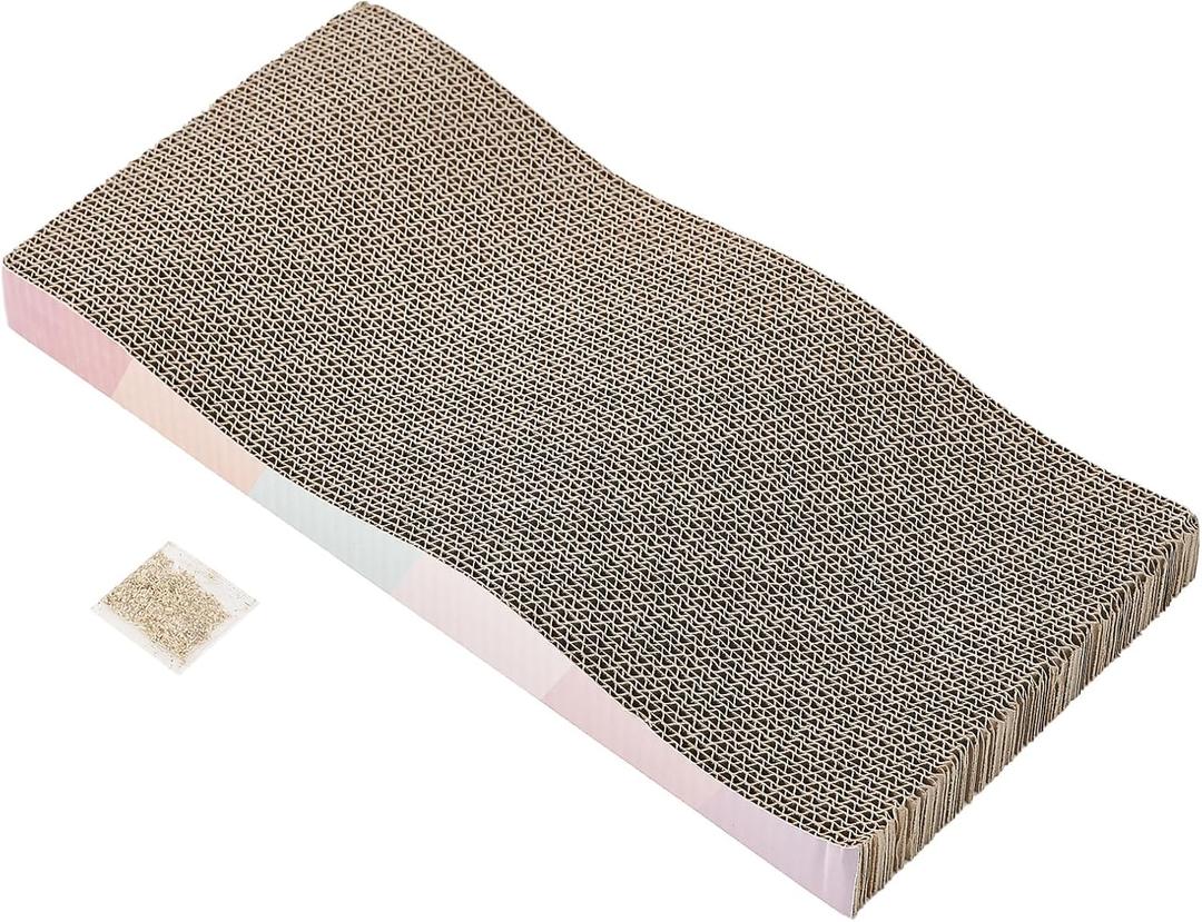 Cat Scratching Board cat Scratcher Cat Scratch Pad Cardboard cat scratchers for Indoor Cats Reversible Large Wide Corrugated with Catnip(1pc)
