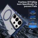 Magnetic for Galaxy S23 Case,[Compatible with Magnetic],[10 FT Military Grade Drop Protection] Slim Protective Translucent Matte,TPU+PC Luxury Protective Phone Case Blue 16-s23-02