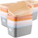 Leinuosen 21 Pack Plastic Storage Baskets Plastic Storage Bins Pantry Organizer Bins for Kitchen Freezer Cabinet Closet Bathroom Under Sink Laundry Room Bedrooms Countertops Shelve(Cute Colors)