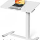 Mobile Standing Desk, Height Adjustable Left/Right Overbed Bedside Table, 90 Tiltable Portable Laptop Desk with Wheels, Foldable Computer Cart for Hospital Home Use, White, 40cm x 80cm x 69cm