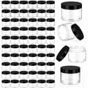 Patelai 60 Pcs Plastic Container Jars with Lids Round Clear Travel Cosmetic Container Jars for Toiletries, Lotion, Cream, Ointments, Makeup, Rhinestone, Samples, Kitchen Storage(Black,8 oz)