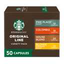 Starbucks by Nespresso Original Line Mild Variety Pack Coffee, 50-count Espresso Pods (10 Count (Pack of 5))