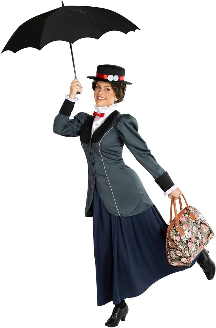 Morph English Nanny Costume Women, Halloween Costumes For Women, Nanny Costume For Adults (Small)