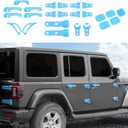 JeCar Exterior Trim Kits Door & Hood Hinge Covers Door Handle Side Vent Tailgate Hinge Trim Covers Exterior Accessories Compatible with Jeep Wrangler JL JLU 2018-2023 2/4 Doors, Light Blue